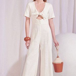 STAUD Gabriella Wide Leg Jumpsuit Cream
